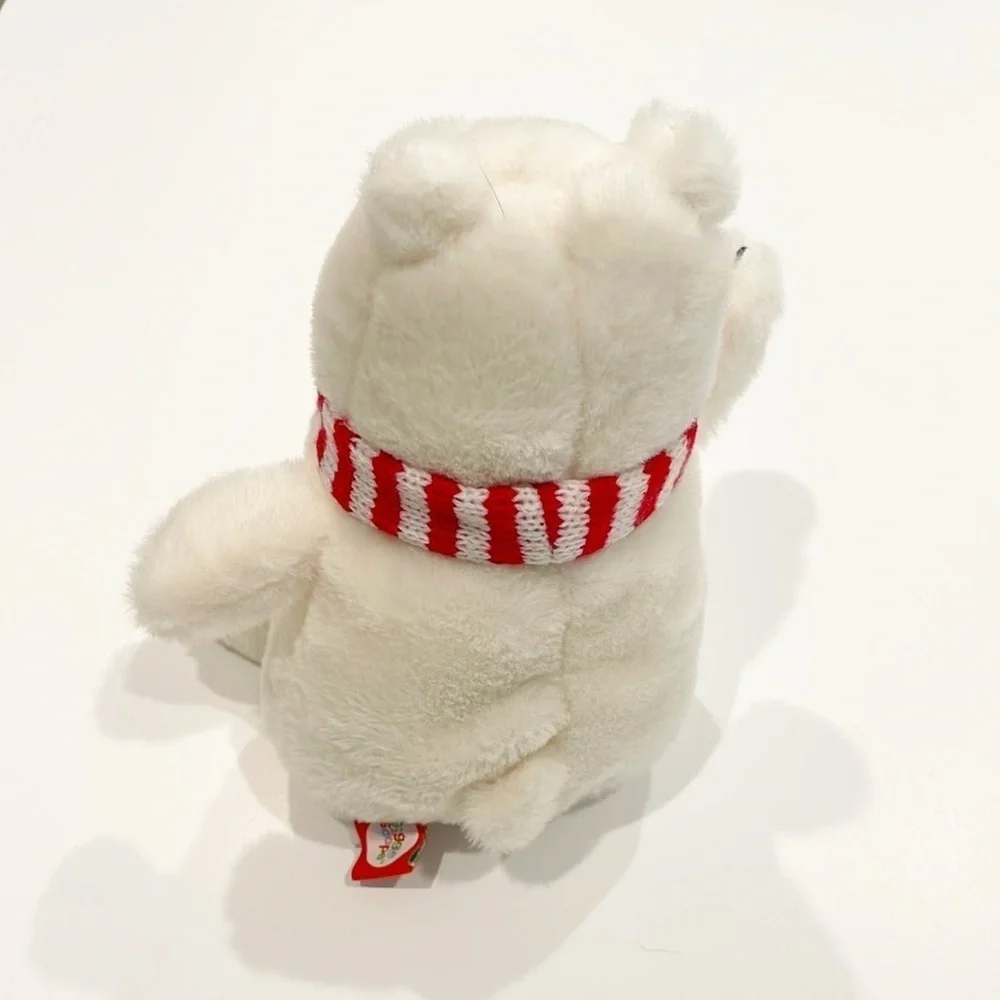 Giggle Scape White Plush with Red Striped Scarf